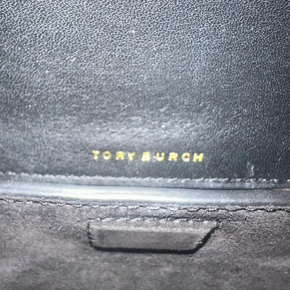 Tory Burch Miller Black Suede Leather Phone Crossbody Bag Purse Messenger